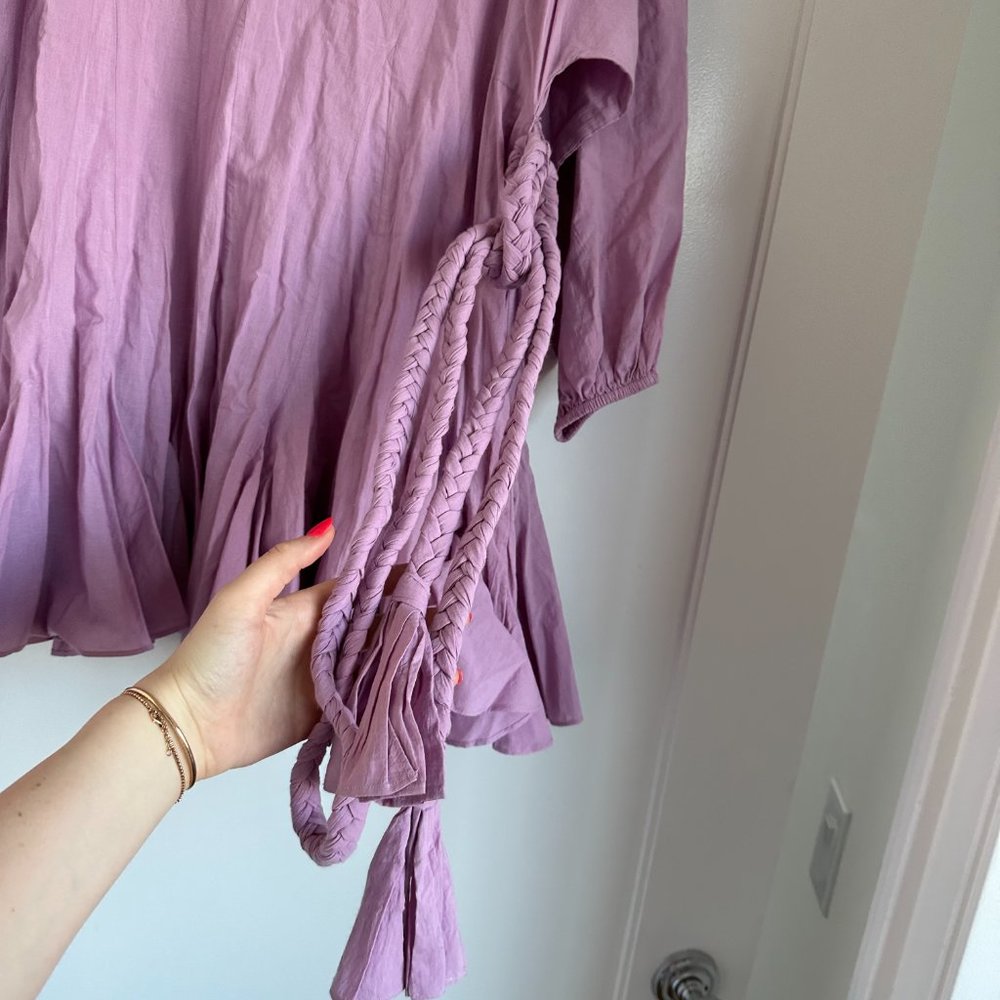❌SOLD❌Rhode Ella Mini Dress SZ S Smoky Grape Ruffled Flounce Skirt Braided Waist - Picture 8 of 9